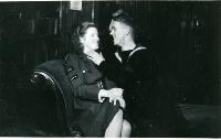Physics Society Album 2. Photographer unknown. Copyright unknown. Album cover - knight and horse. Dates vary: 1941, 1942, 1943, 1944, 1947, 1948, 1949. Events included are Balerno to Flotterstone 1941, Meal Monday 1942, Meal Monday 1944, Soutra via Lammermoors and Humbie 1944, Balerno to Carlops 1944, Balerno to Carlops 1945, Meal Monday 1947, Edgelaw Reservoir Picnic 1947, Dramatic Night "The Dover Road" 1948, Peebles Meal Monday 1949, Play: "While The Sun Shines" 1949, Spring Hike Gladhouse to Peebles 1949, Charities Day and the Physics Society Picnic Pittencrieff Dunfermline. Photographed are the Standing Committees of 1942-43, 1943-44, 1944-45, 1947-48. Photographs include Bill Cochrane and Robert Schlapp.