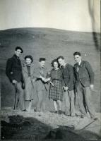 Physics Society Album 2. Photographer unknown. Copyright unknown. Album cover - knight and horse. Dates vary: 1941, 1942, 1943, 1944, 1947, 1948, 1949. Events included are Balerno to Flotterstone 1941, Meal Monday 1942, Meal Monday 1944, Soutra via Lammermoors and Humbie 1944, Balerno to Carlops 1944, Balerno to Carlops 1945, Meal Monday 1947, Edgelaw Reservoir Picnic 1947, Dramatic Night "The Dover Road" 1948, Peebles Meal Monday 1949, Play: "While The Sun Shines" 1949, Spring Hike Gladhouse to Peebles 1949, Charities Day and the Physics Society Picnic Pittencrieff Dunfermline. Photographed are the Standing Committees of 1942-43, 1943-44, 1944-45, 1947-48. Photographs include Bill Cochrane and Robert Schlapp.