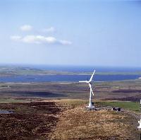 Photographs of a wind turbine.  2 images.