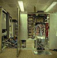 Men setting up supercomputers.