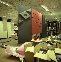Men setting up supercomputers.