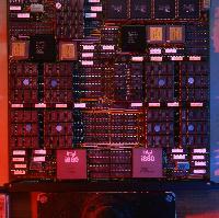 Photograph of an electronic circuits with Intel i860, RISC (Reduced instruction set computing) microprocessors from Intel, first released in 1989.