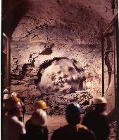 People watching a tunnel boring machine in action.
