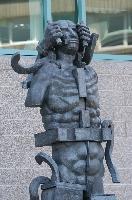 A set of photographs of the sculptures outside the Michael Swann building.  5 images.