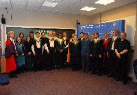 A set of photos from an EPCC graduation party.  Contains Dr. Judy Hardy, Dr. Fiona J L Reid, Dr Alan Gray, Dr Joachim Hein, Dr. David Henty, Dr. Alan Simpson, Professor Arthur Trew.