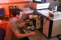 Photographs of the CSEC labs for a brochure. November 2005. Unknown staff and students, possibly biologists or chemists.