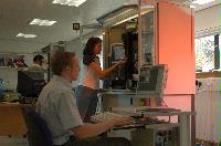 Photographs of the CSEC labs for a brochure. November 2005. Unknown staff and students, possibly biologists or chemists.