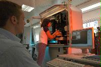 Photographs of the CSEC labs for a brochure. November 2005. Unknown staff and students, possibly biologists or chemists.